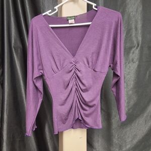 Purple Ruched Fitted Blouse